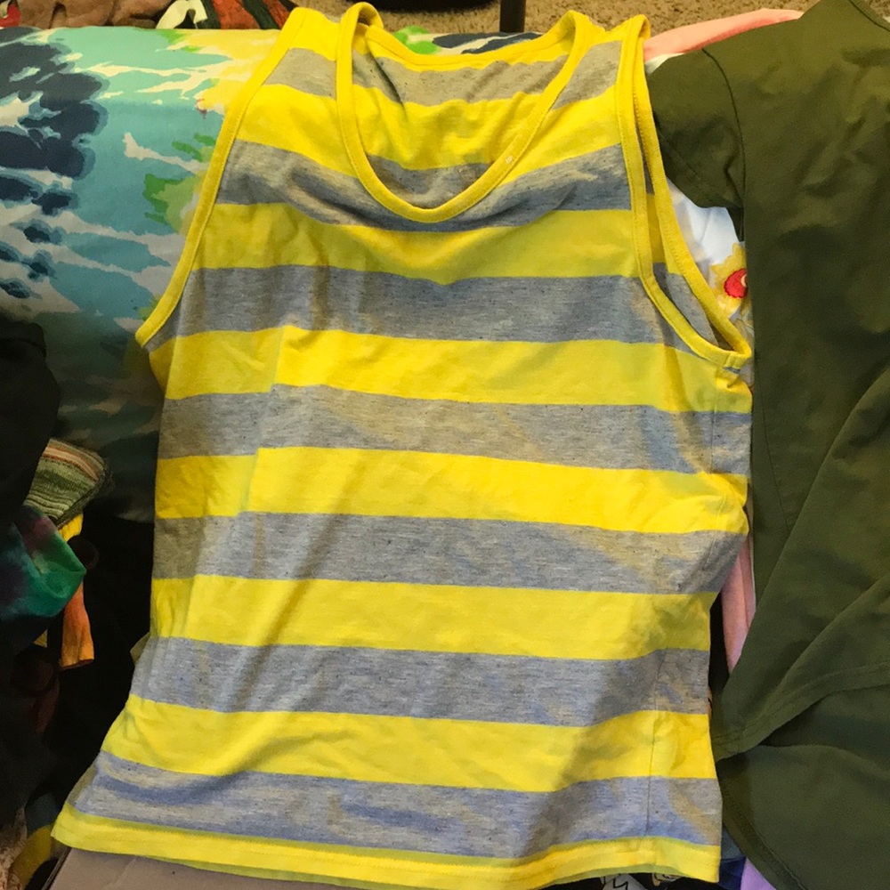 Yellow and grey stripe tank top